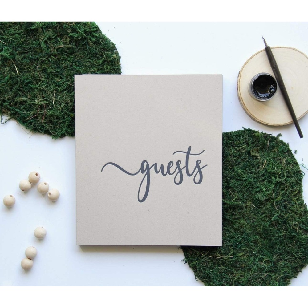 Modern Notebooks Rustic Wedding Guest Book Kraft Softcover 8.5x9 90 Pgs Boho